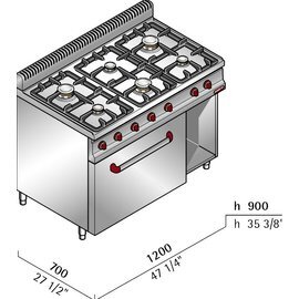 gas stove G7F6E+FE1 baker's standard 3 kW (electric oven) 18.6 kW | oven | half-open base unit | electric ignition product photo