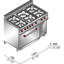 gas stove G7F6E+FG gastronorm 27.6 kW | oven | half-open base unit product photo