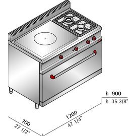 hot plate stove MACROS 700 G7TP2F+T | 3 cooking zones | oven product photo