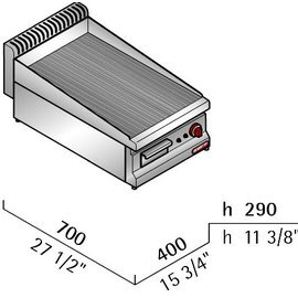 electric roasting plate MACROS 700 E7FR4BP • grooved | 230 volts 4.8 kW 1 phase product photo