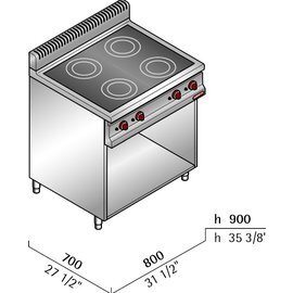 infrared stove E7P4M/VTR | 4 hotplates | 10 kW 230 volts product photo