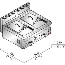 gas fryer TURBO GL10+10B | 2 basins 2 baskets 20 ltr 13.8 kW (gas) product photo