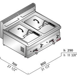 gas fryer TURBO GL10+10B C2/10-15 | 2 basins 2 baskets 20 ltr 13.8 kW (gas) product photo