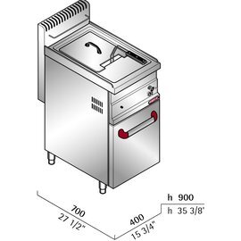 floor standing gas fryer TURBO GL20M | 1 basin 1 basket 20 ltr 6.5 kW (gas) product photo