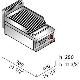 gas lava stone grill PLG40BE MACROS 700 countertop device 7 kW  H 290 mm product photo