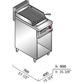 lava stone grill PLG40M MACROS 700 floor model closed|1 door 7 kW  H 900 mm product photo