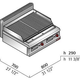 gas lava stone grill PLG80BE MACROS 700 countertop device 14 kW  H 290 mm product photo