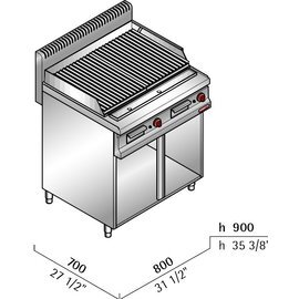 lava stone grill PLG80ME MACROS 700 floor model 14 kW  H 900 mm product photo