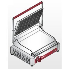 Electric grills, PML / ST, &quot;snack CLASSIC&quot; series, single cooking plate, medium dimension, made of satin steel, grooved on top, smooth at the bottom product photo