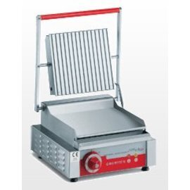Electric contact grill, PSL / ST, series "snack CLASSIC", single cooking plate of satined steel top grooved and smooth at the bottom product photo