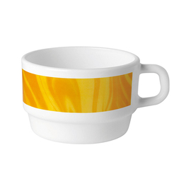 coffee cup 220 ml stackable NATURA YELLOW tempered glass with decor yellow opal glass product photo