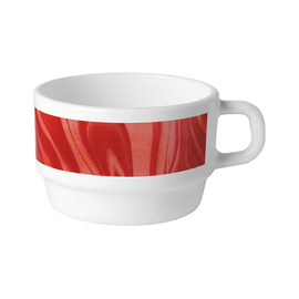 coffee cup 220 ml stackable NATURA RED tempered glass with decor red opal glass product photo
