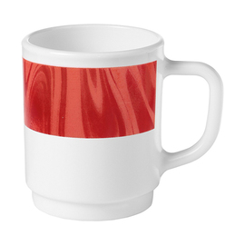 mug 250 ml stackable NATURA RED tempered glass with decor red opal glass product photo