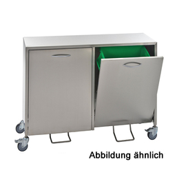 recycling bin triple stainless steel with pedal L 1535 mm W 400 mm H 785 mm product photo