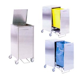 recycling bin single stainless steel with pedal suitable for 1 sack product photo