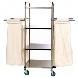 laundry cart with 2 laundry bags | 4 shelves | 1450 mm x 500 mm H 1400 mm product photo