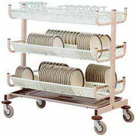 drain trolley  | frame for plates|glasses|cutlery  | 1170 mm  x 620 mm  H 1100 mm wheeled | 2 baskets product photo