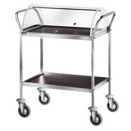 serving trolley CA 1152W wenge coloured  | 2 shelves with domed hood  | 4 swivel castors product photo