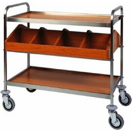 serving trolley CA1181 walnut coloured  | 2 shelves with cutlery tray  | 4 swivel castors product photo