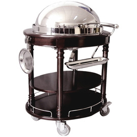 Thermo-Serving trolley for beef and roast, oval, wood, mahogany, bain-marie, knife and plate holder product photo