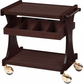 serving trolley CL 2590W wenge coloured  | 2 shelves with cutlery tray  | 4 swivel castors product photo