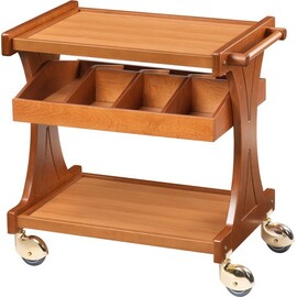 serving trolley CL 2590 walnut coloured  | 2 shelves with cutlery tray  | 4 swivel castors product photo