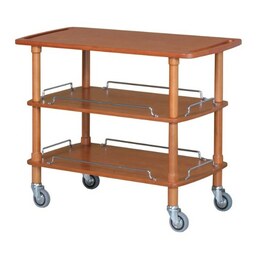 serving trolley CLP 2003 L40 walnut coloured  | 3 shelves  | 4 swivel castors product photo