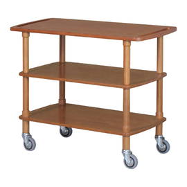 serving trolley CLP 2003 L40 | 3 shelves | walnut coloured | 4 swivel castors product photo