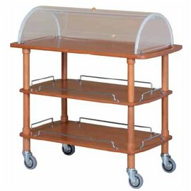 serving trolley CLC 2013 cherry wood coloured  | 3 shelves with domed hood  | 4 swivel castors product photo