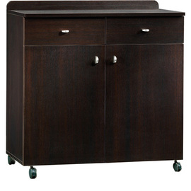 service cabinet wenge coloured 900 mm  x 480 mm  H 950 mm with 2 drawers with 2 wing doors product photo