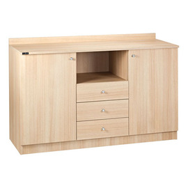 service cabinet wheeled walnut coloured | 1360 mm x 480 mm H 950 mm product photo