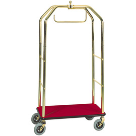 luggage trolley wood steel brassed red | wheel Ø 175 mm  H 1900 mm product photo