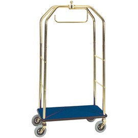 luggage trolley wood steel brassed blue | wheel Ø 175 mm  H 1900 mm product photo