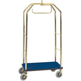 luggage trolley wood steel brassed blue wheel O 175 mm H 1900 mm