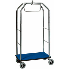luggage trolley wood steel chromed blue | wheel Ø 175 mm  H 1900 mm product photo