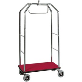 luggage trolley wood steel chromed red | wheel Ø 175 mm  H 1900 mm product photo