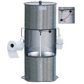 Lds - double mobile handwash basin ES-6-T-WA, table model, certified, stainless steel, 6 liter fresh water tank, 230 V water heater including holder, hygienic package product photo