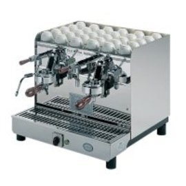 Espressomaschine 2 COMPACT, model Sixties, 2 brewing groups, Inox / Chrom &amp; Bakelite, with lever product photo