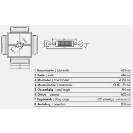 infrared radiant heater 5600 with with mast tie titanium coloured | number of radiators 4 product photo  S