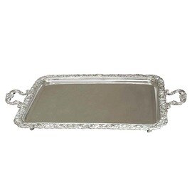 Buffet plate &quot;Cornucopia&quot; rectangular with decorated edge and handles, silver plated, 58 x 44 cm product photo