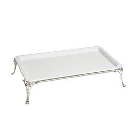 Buffet stand with porcelain plate GN 1/1-H 2 cm, rectangular, silver-plated feet, 53 x 32,5 product photo