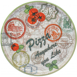 pizza plate Ø 330 mm NAPOLI CHARME full surface decor green product photo
