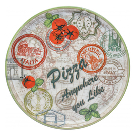 pizza plate Ø 310 mm NAPOLI CHARME porcelain full surface decor green product photo