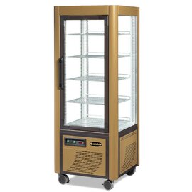 refrigerated panorama vitrine 400 F LED golden coloured 400 ltr 230 volts | 4 shelves product photo