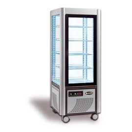 refrigerated panorama vitrine 400 F LED silver coloured 230 volts | 4 shelves product photo