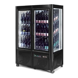 refrigerated panorama vitrine ENOTECA 800 WINE BAR black 230 volts | grid shelves product photo