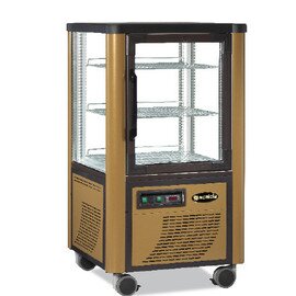refrigerated panorama vitrine 230 F LED golden coloured 230 ltr 230 volts | 3 shelves product photo