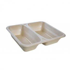 Organic meal tray, beige, two-part, 178 mm x 227 mm x H 50 mm product photo