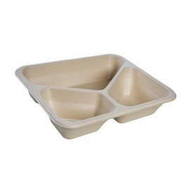 Organic meal tray, beige, three-part, 178 mm x 227 mm x H 50 mm product photo