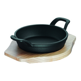 mini serving pan Rustika Ø 160 mm | cast iron with a wooden board product photo